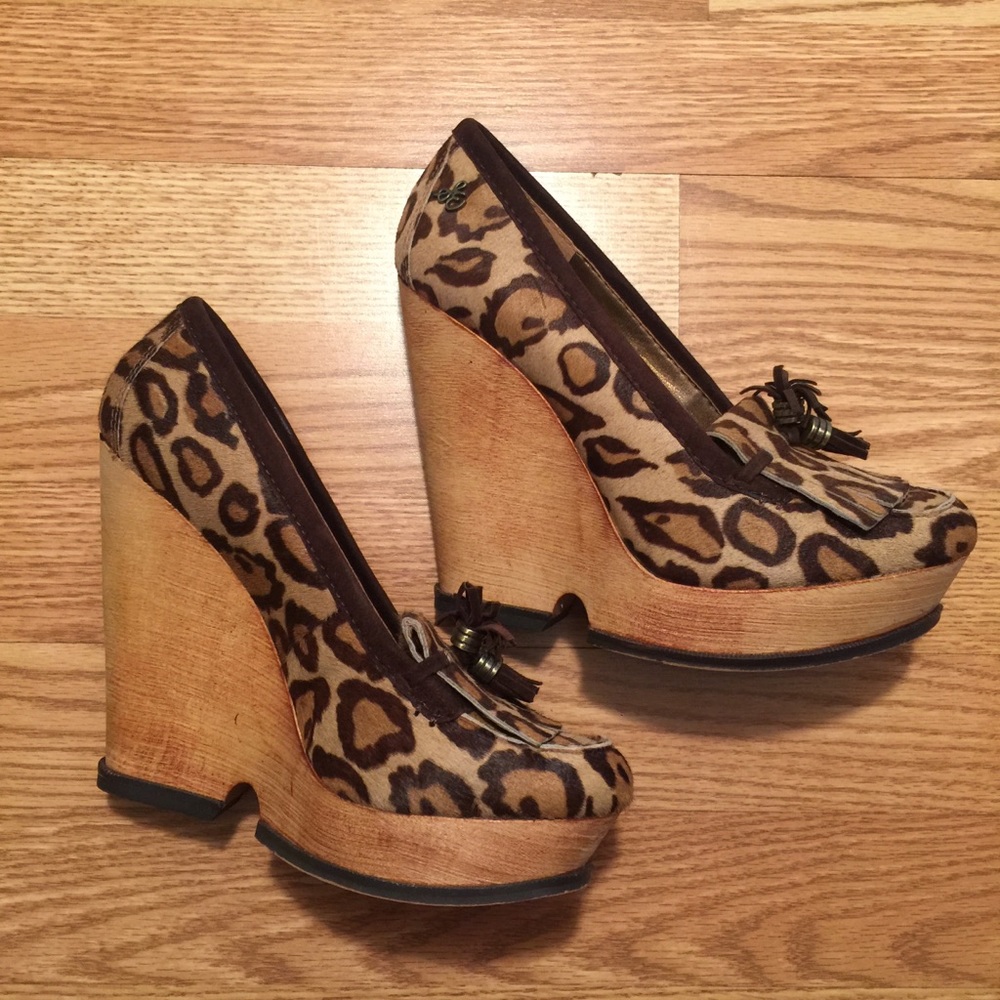 SAM EDELMAN Wesley Calf Hair Leopard Wedge Loafer